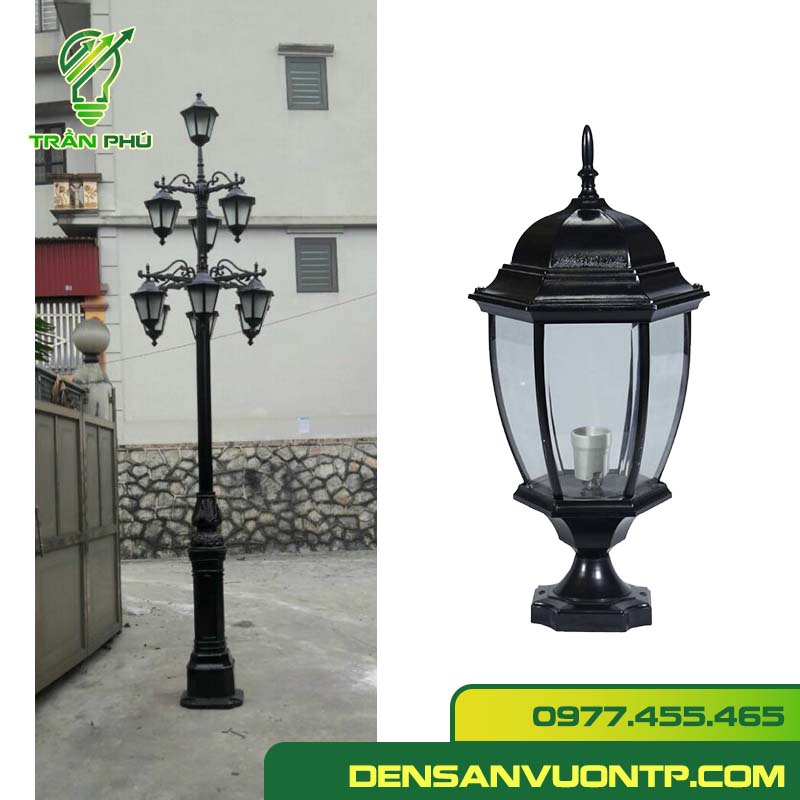 Đèn trụ sân vườn kiến trúc Châu Âu TPTCLC - đèn lồng chùa